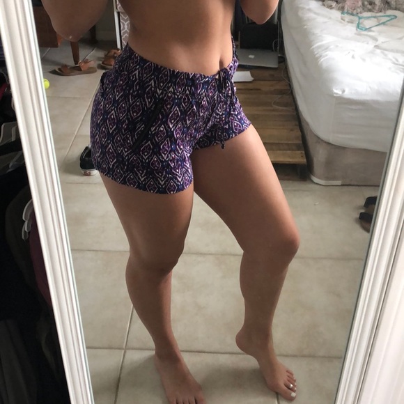 Purple Patterned Shorts w/ Pockets - Picture 1 of 3